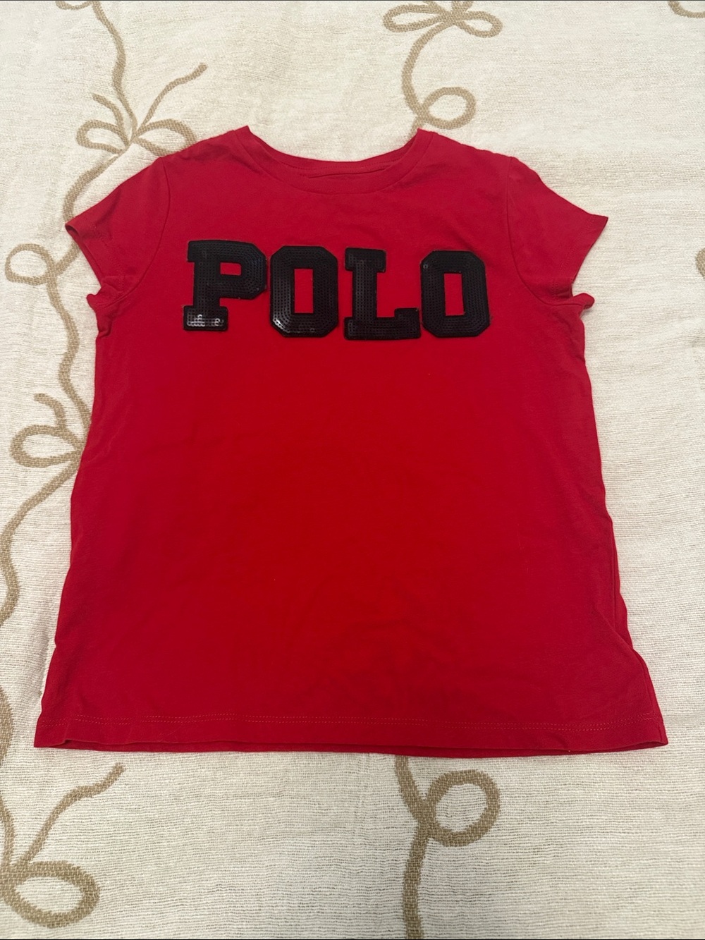 Polo by Ralph Lauren Red Tee with Black Sequin Logo